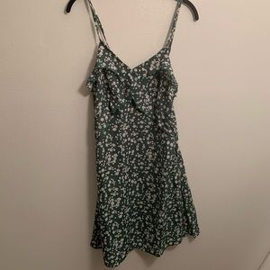 Green and white floral dress